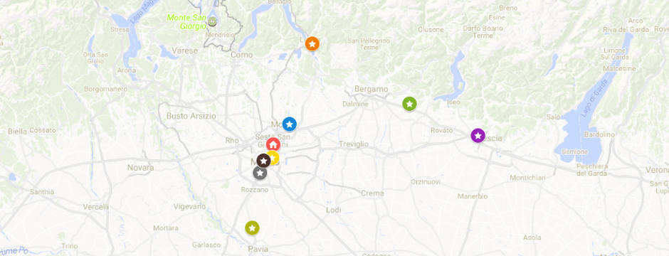Mappa delle sedi dove si svolgono i corsi